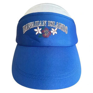Vintage blue foam Hawaiian islands vacation Hawaii travel bright blue visor